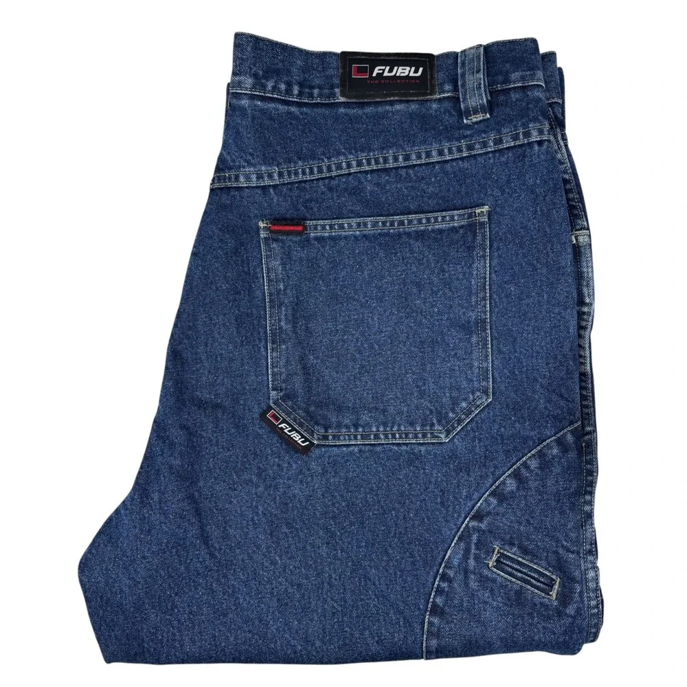 FUBU Carpenter Jeans Mens Blue Cotton Vintage 90s Y2K Baggy Hip Hop W40 L34